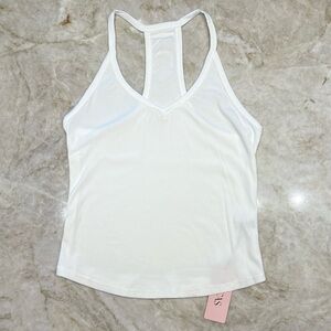 NEW MICAS White Racerback Ribbed Tank Top, Size L